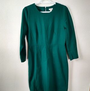 J. Crew Factory green 3/4 sleeve ponte dress sz 6